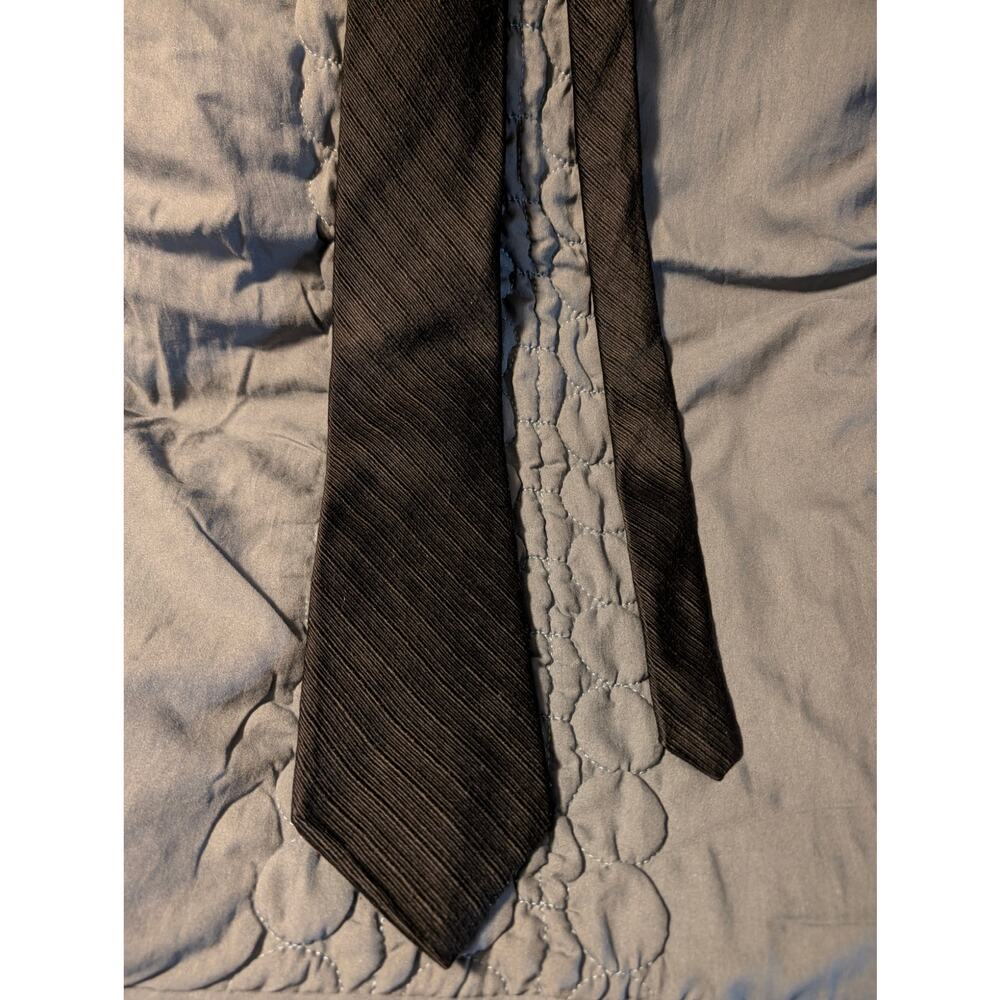 Vintage Stafford Executive 100% Silk Black Ribbed Neck Tie 58x3.5 Old Money